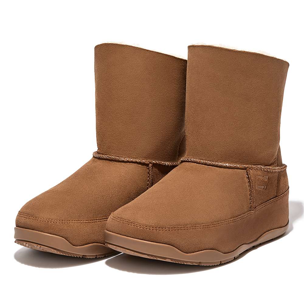 Fitflop Original MUKLUK SHORTY Double-Faced Shearling Winterschoenen Dames Lichtbruin | ZIU103596