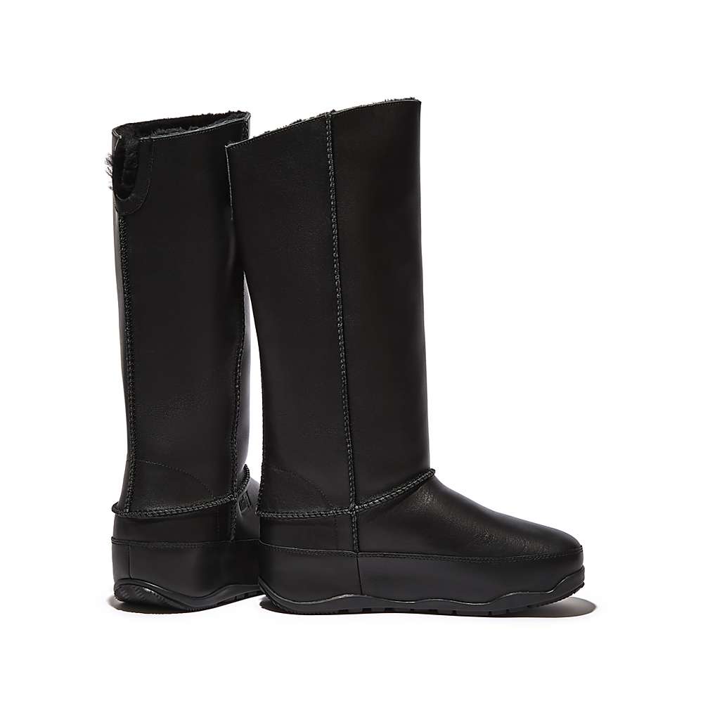 Fitflop Original MUKLUK Shearling-Lined Leather Calf Boots Laarzen Dames Zwart | PZY304729