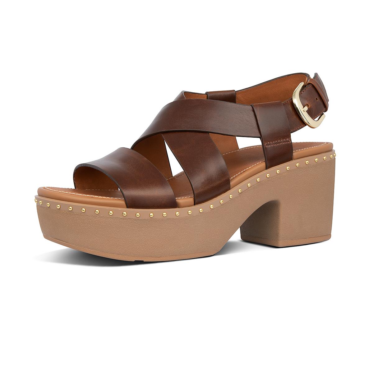 Fitflop PILAR Leather Back-Strap Sandalen met plateauzool Dames Chocola Bruin | TBJ865314