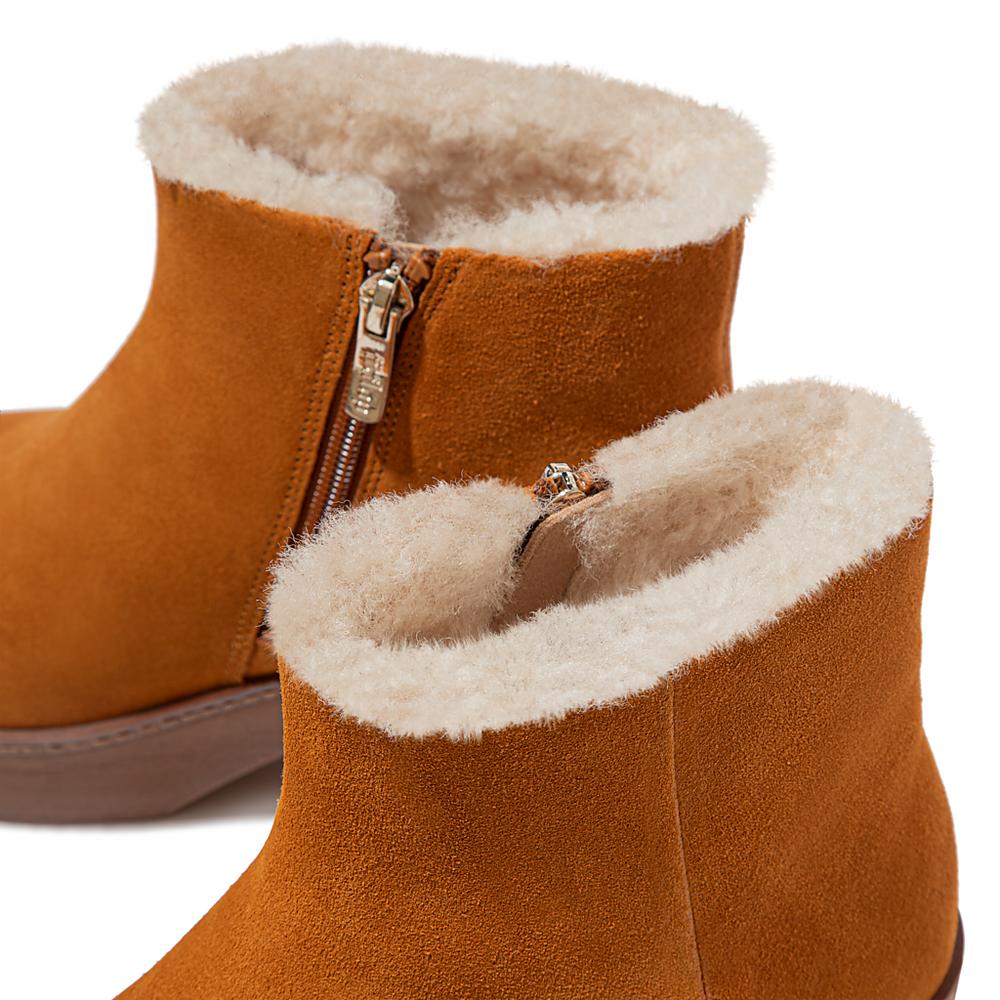 Fitflop PILAR Shearling-Lined Suede Enkellaars Dames Lichtbruin | FQG571843