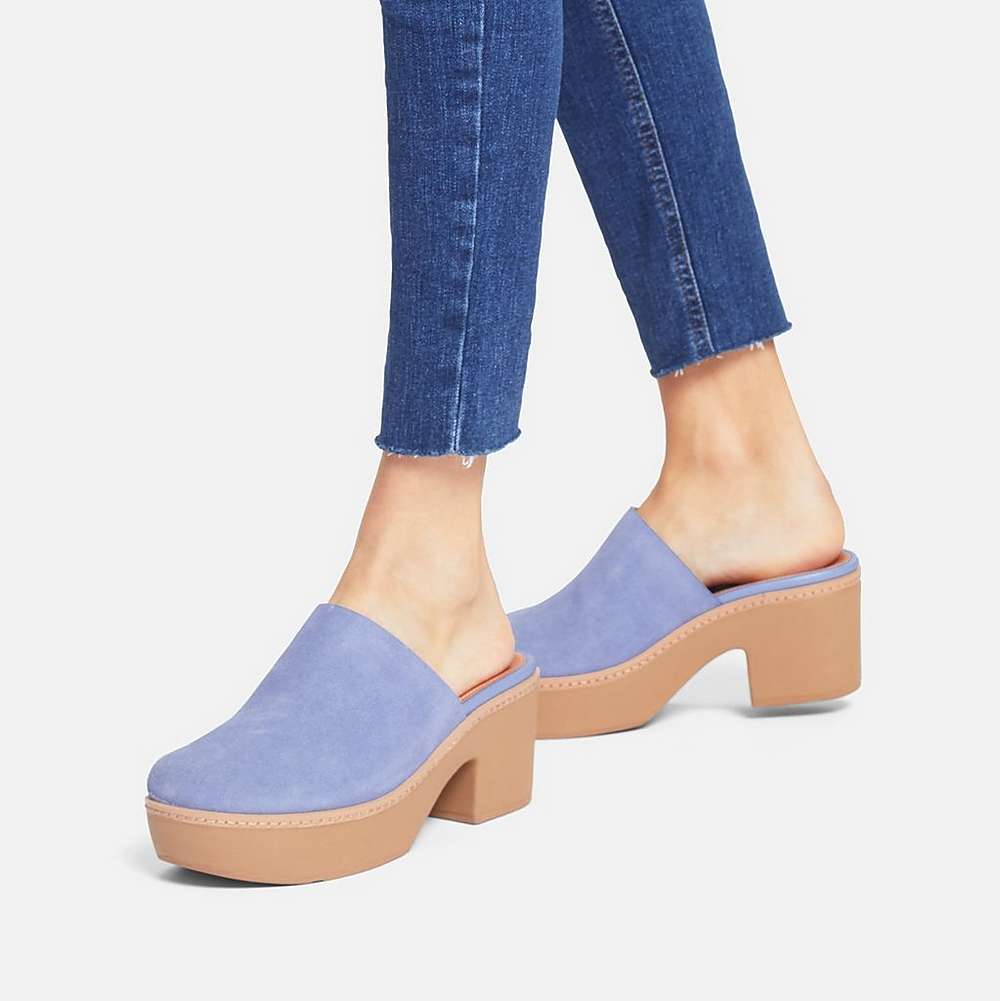 Fitflop PILAR Suede Platforms Mules Dames Lavendel | IVD809451