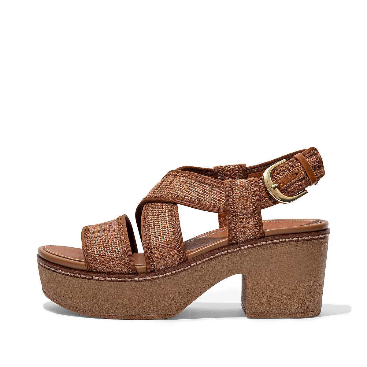 Fitflop PILAR Woven Back-Strap Sandalen met plateauzool Dames Lichtbruin | GPL439017