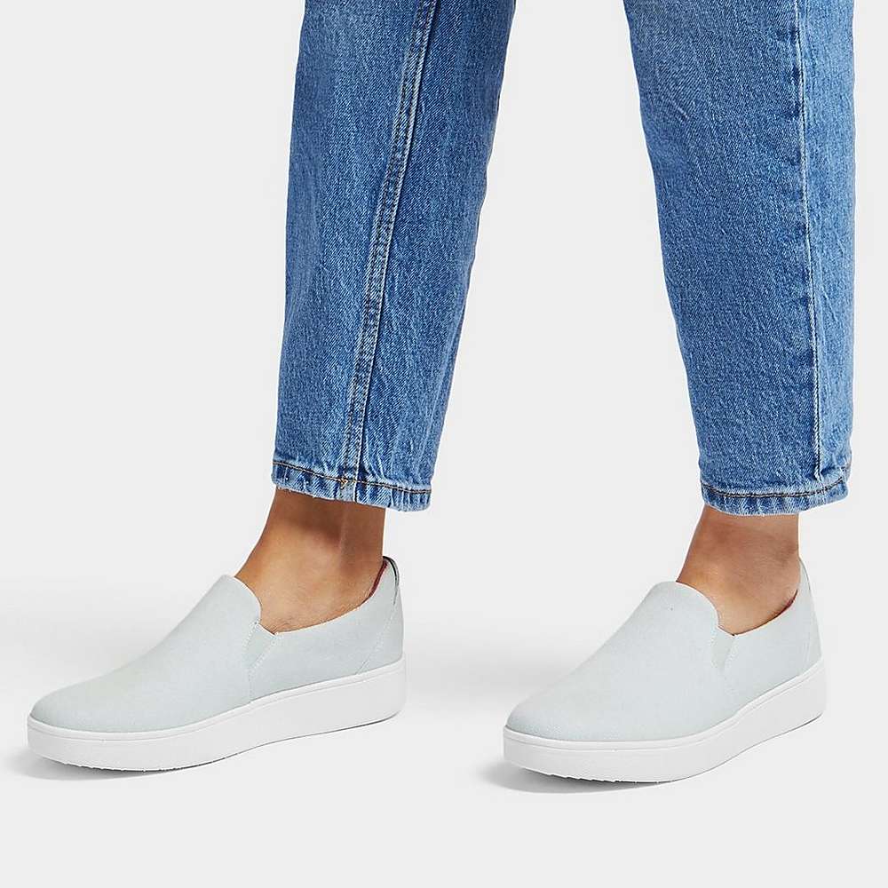 Fitflop RALLY Canvas Slip-On Skate Sneakers Dames Blauw | ODS297856