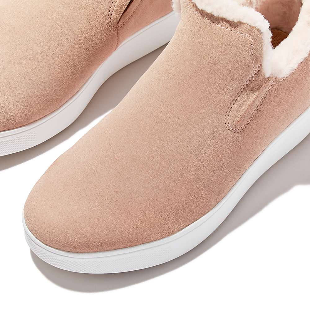 Fitflop RALLY Shearling-Lined Suede Slip-On Sneakers Dames Beige | ORD158974