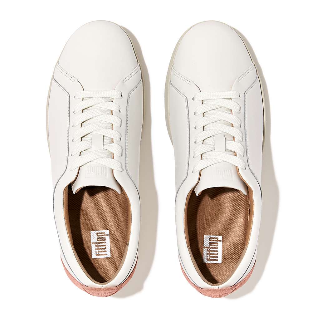 Fitflop RALLY Suede-Back Leather Sneakers Dames Wit | LNY087213