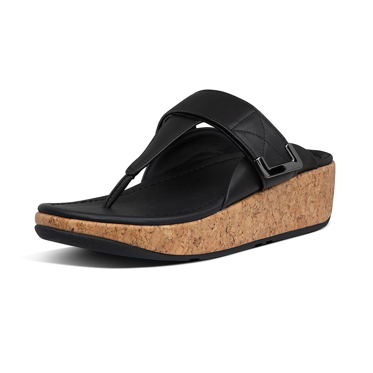 Fitflop REMI Adjustable Leather Sandalen Dames Zwart | LXM693057