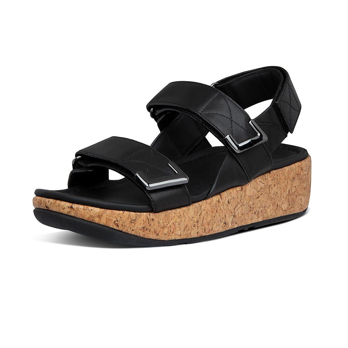 Fitflop REMI Adjustable Leather Sandalen Dames Zwart | SKW820951