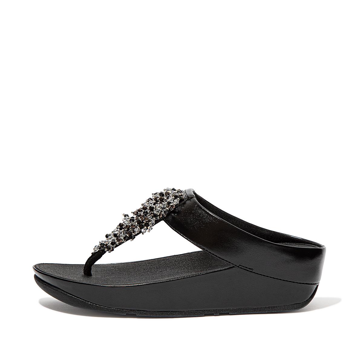 Fitflop RUMBA Beaded Toe-Post Sandalen Dames Zwart | GTR321456