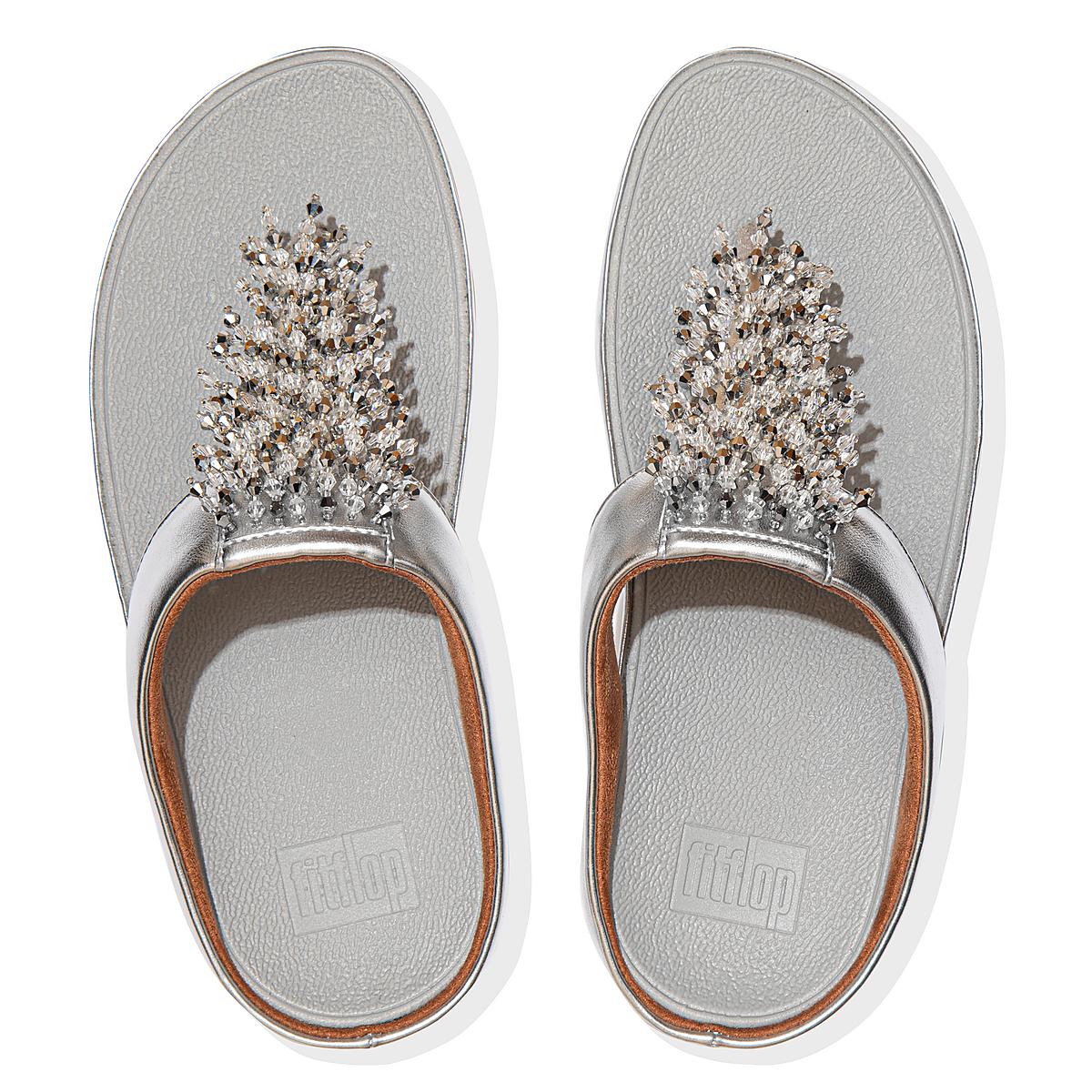 Fitflop RUMBA Beaded Toe-Post Sandalen Dames Zilver | KYV183029