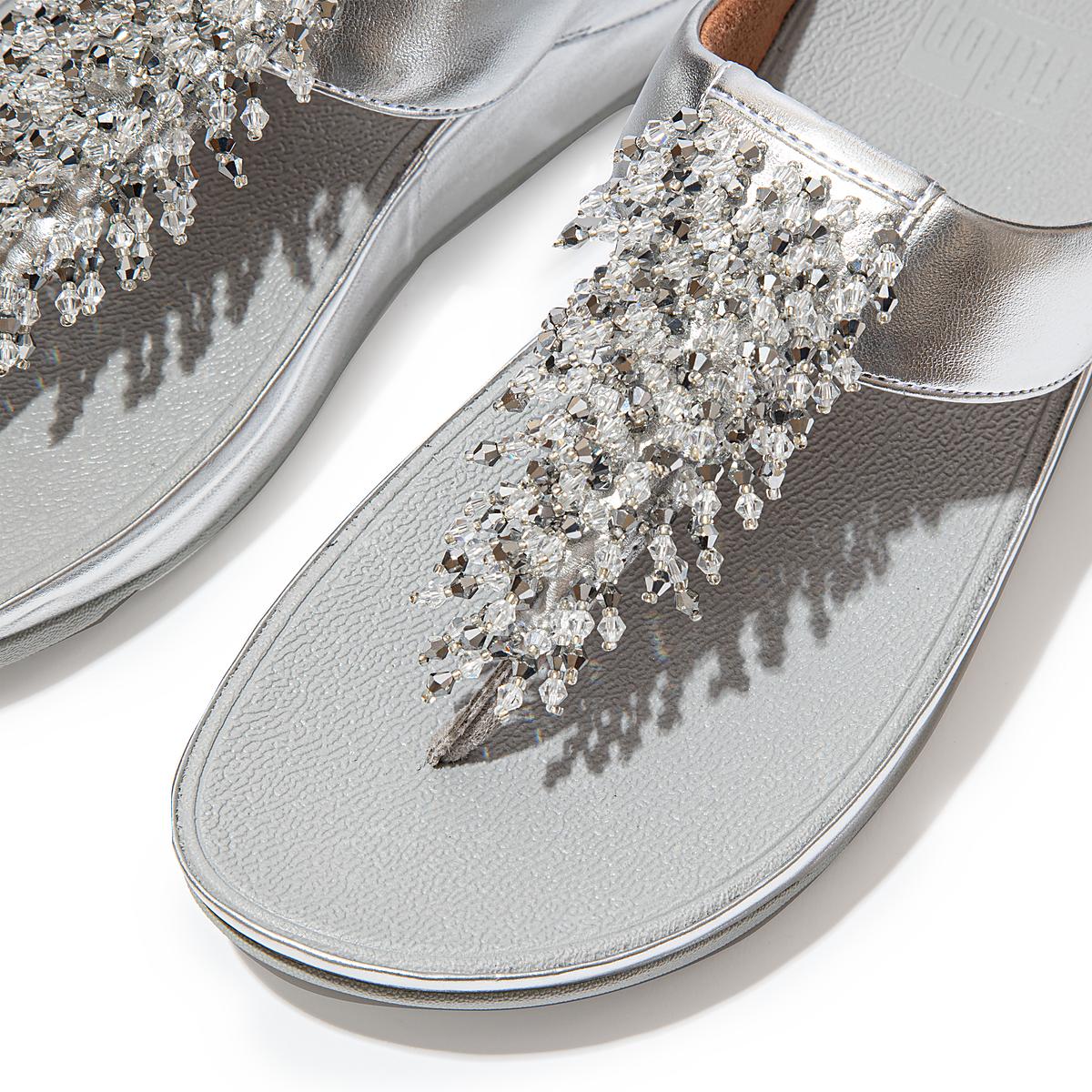 Fitflop RUMBA Beaded Toe-Post Sandalen Dames Zilver | KYV183029