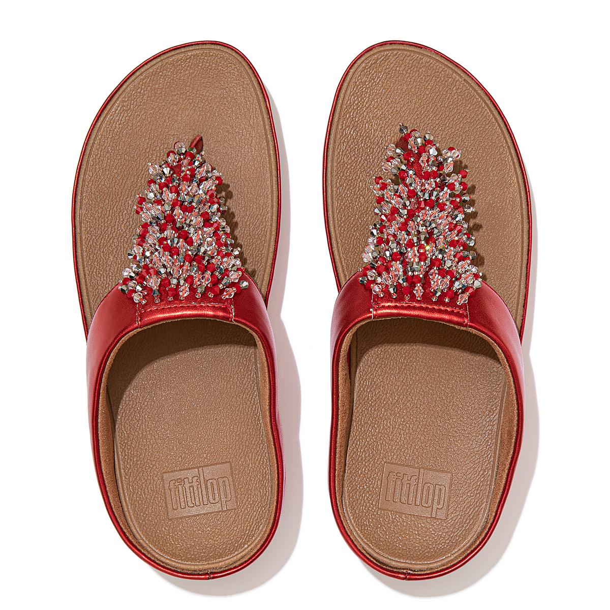 Fitflop RUMBA Beaded Toe-Post Sandalen Dames Rood | LDU975803