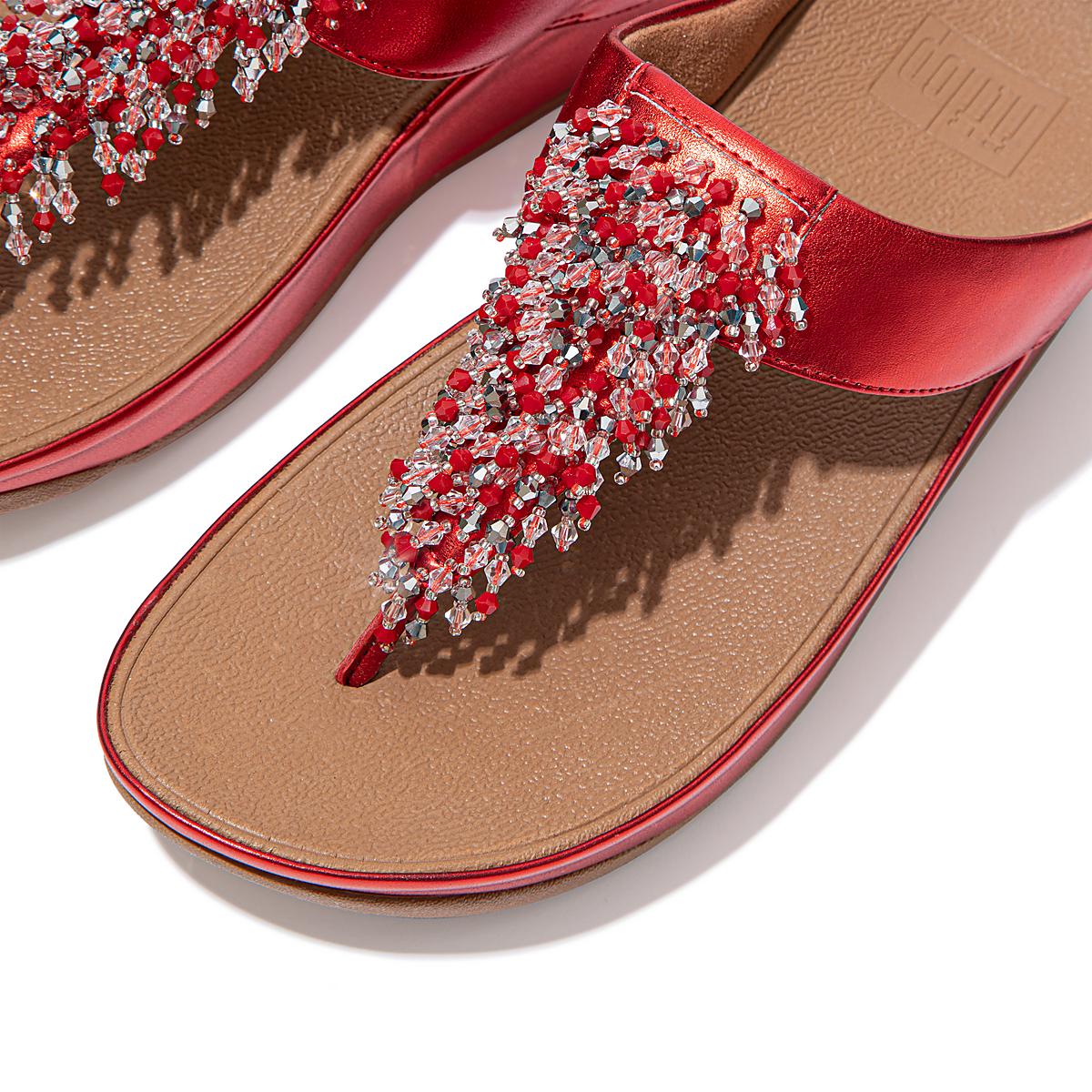 Fitflop RUMBA Beaded Toe-Post Sandalen Dames Rood | LDU975803