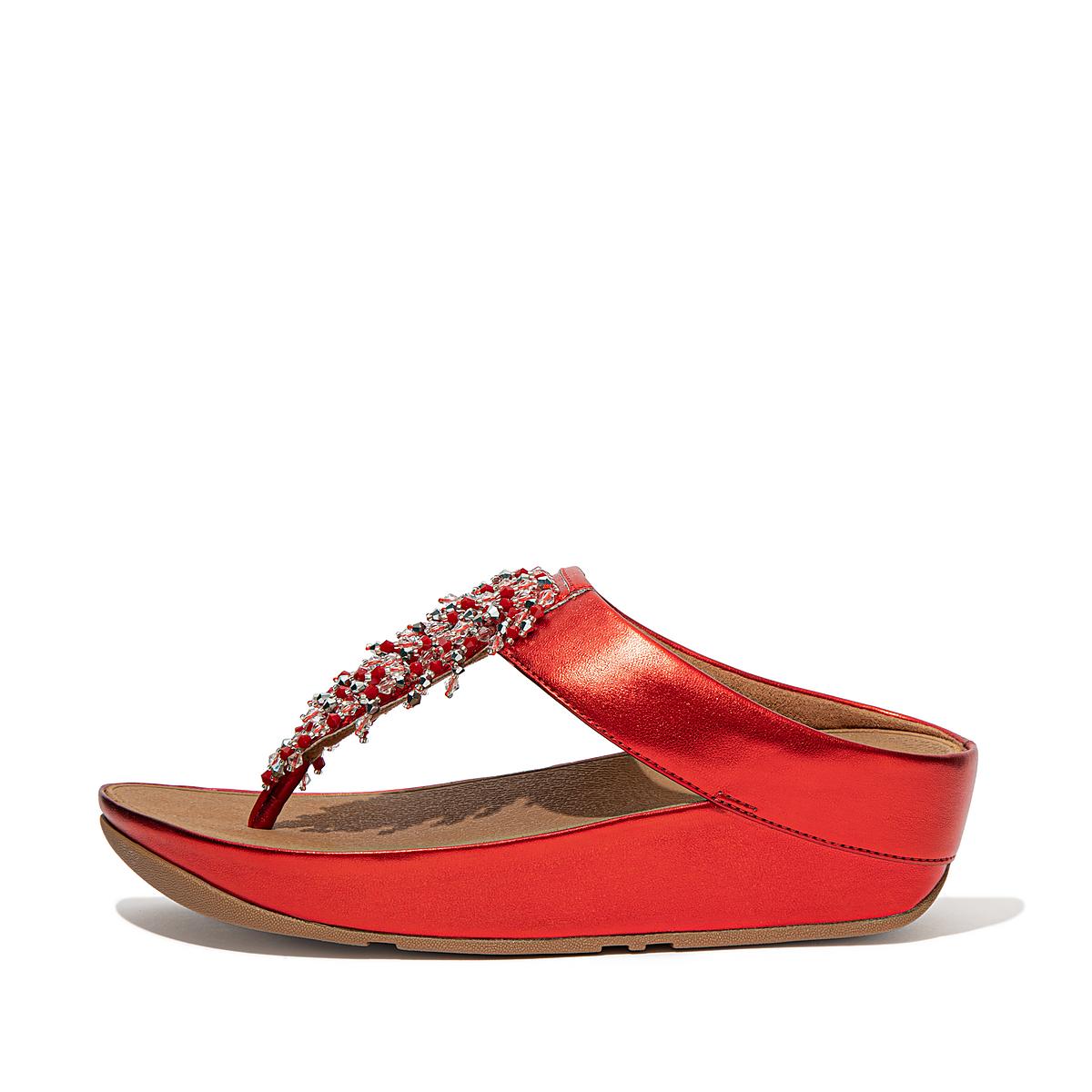 Fitflop RUMBA Beaded Toe-Post Sandalen Dames Rood | LDU975803