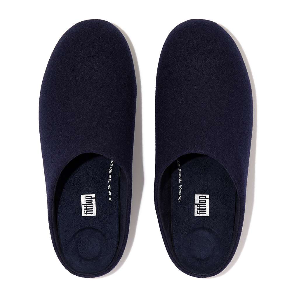 Fitflop SHOVE Felt Slippers Heren Donkerblauw | GTF527603