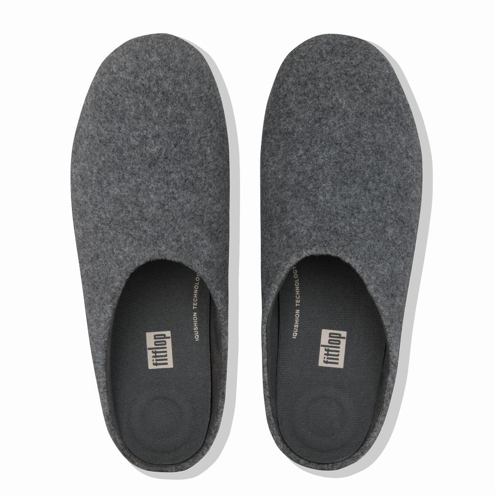 Fitflop SHOVE Felt Slippers Heren Grijs | TDM483697