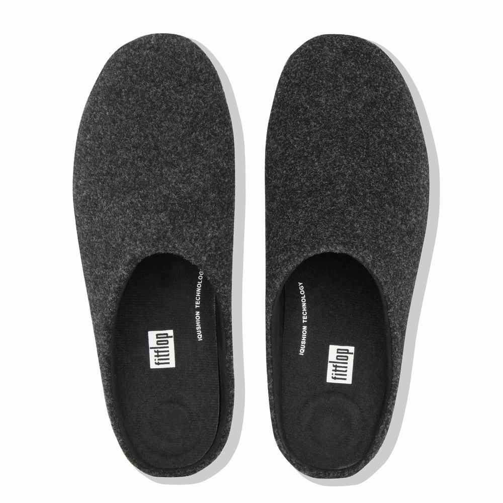 Fitflop SHOVE Felt Slippers Heren Zwart | DPX327049