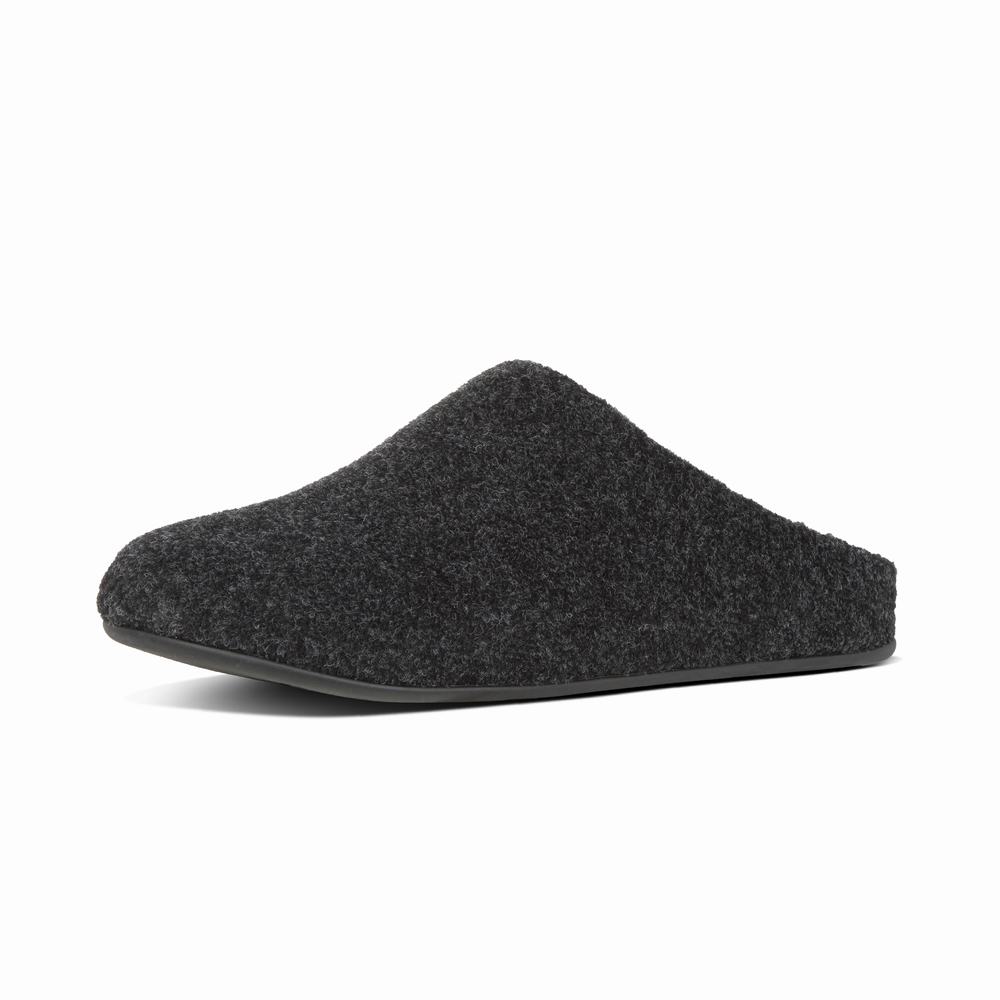 Fitflop SHOVE Felt Slippers Heren Zwart | DPX327049