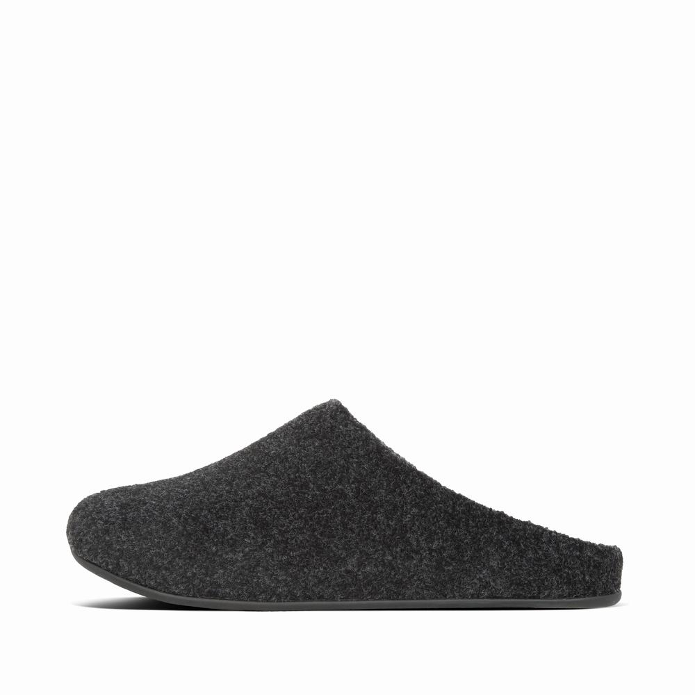 Fitflop SHOVE Felt Slippers Heren Zwart | DPX327049