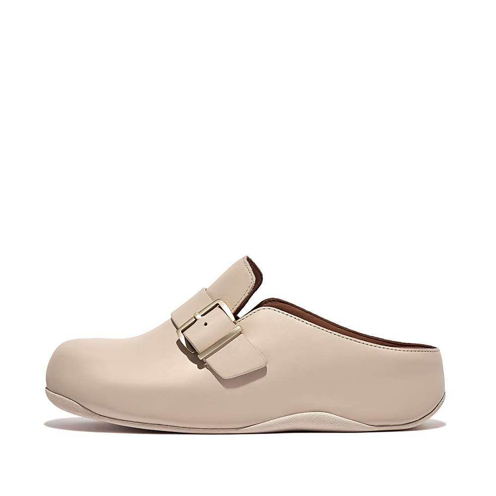 Fitflop SHUV Buckle Strap Leather Klompen Dames Grijs Beige | SML801623