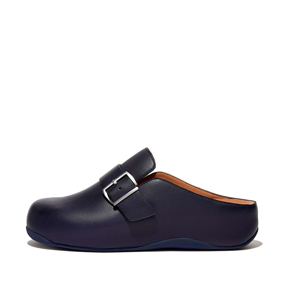 Fitflop SHUV Buckle Strap Leather Klompen Dames Donkerblauw | YSV704136