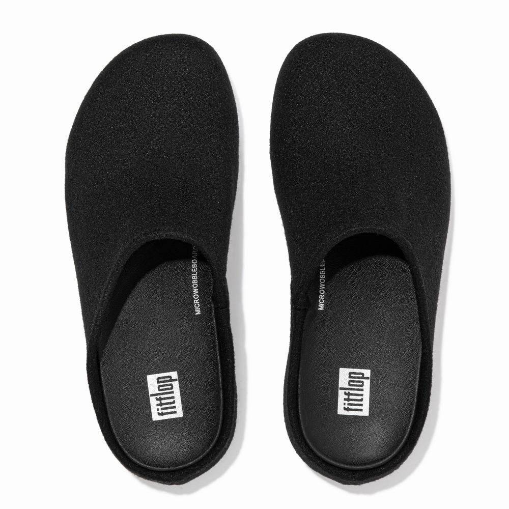 Fitflop SHUV Cushy Felt Clog Slippers Dames Zwart | SAQ530784