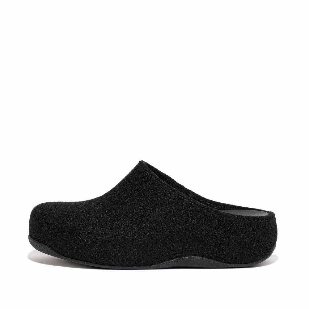 Fitflop SHUV Cushy Felt Clog Slippers Dames Zwart | SAQ530784