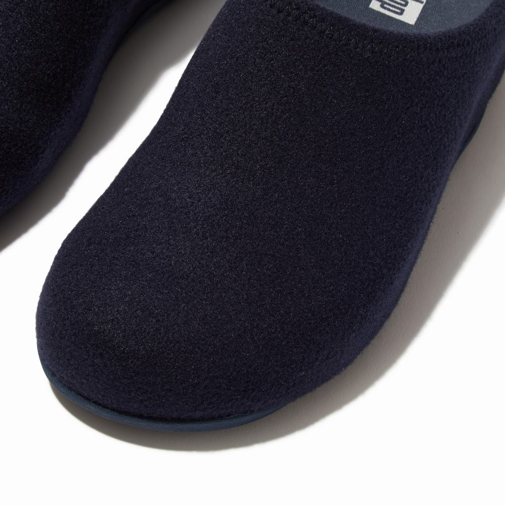 Fitflop SHUV Cushy Felt Clog Slippers Dames Donkerblauw | SVM408972