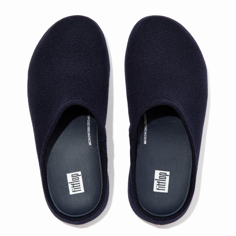 Fitflop SHUV Cushy Felt Clog Slippers Dames Donkerblauw | SVM408972