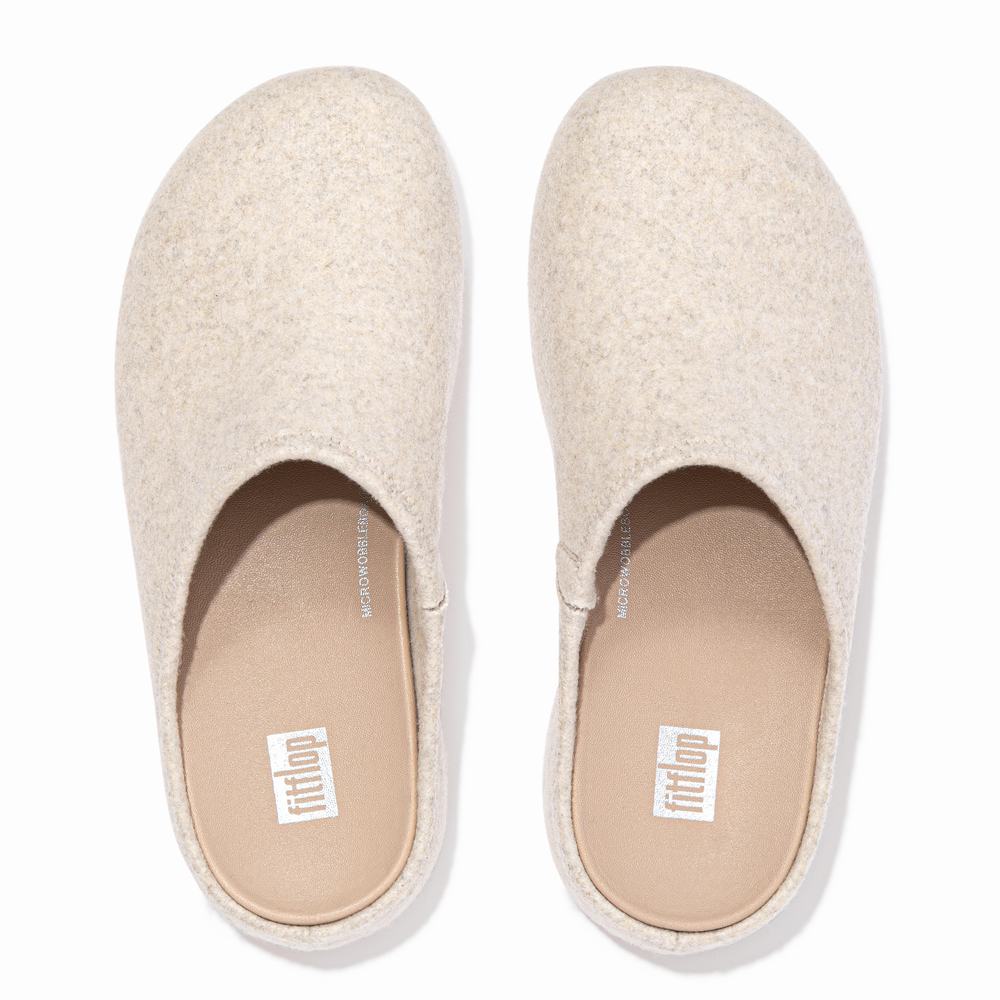 Fitflop SHUV Cushy Felt Clog Slippers Dames Wit | UCX548172