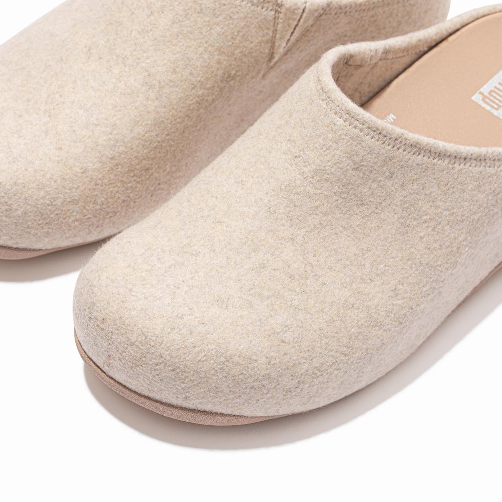 Fitflop SHUV Cushy Felt Clog Slippers Dames Wit | UCX548172