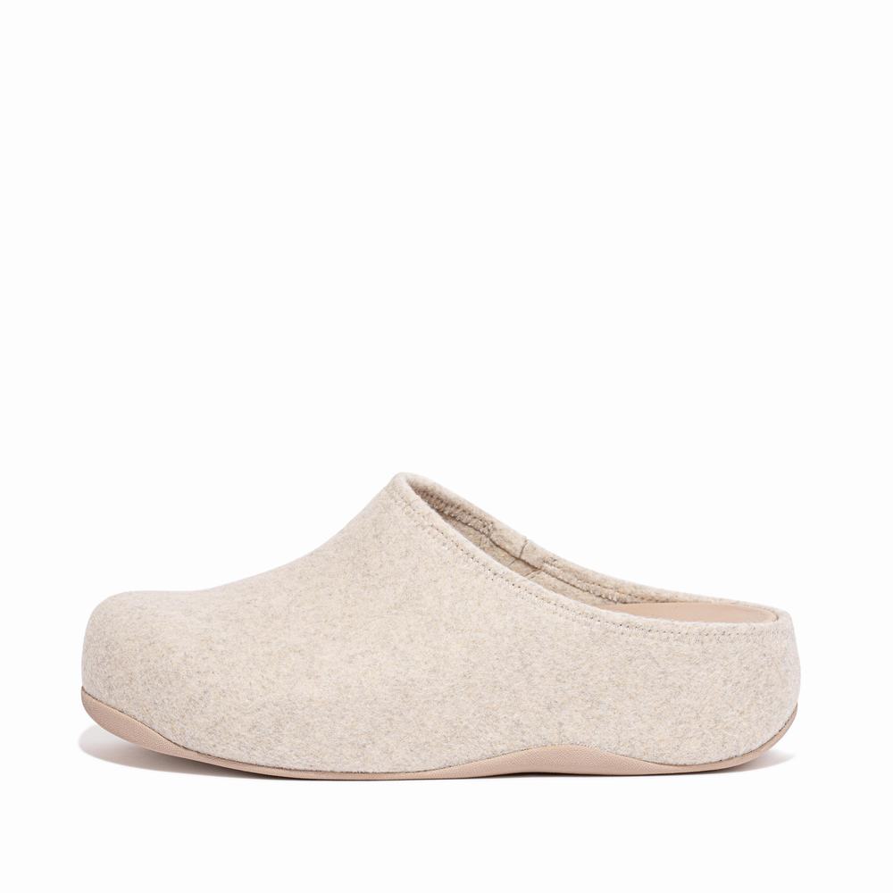 Fitflop SHUV Cushy Felt Clog Slippers Dames Wit | UCX548172