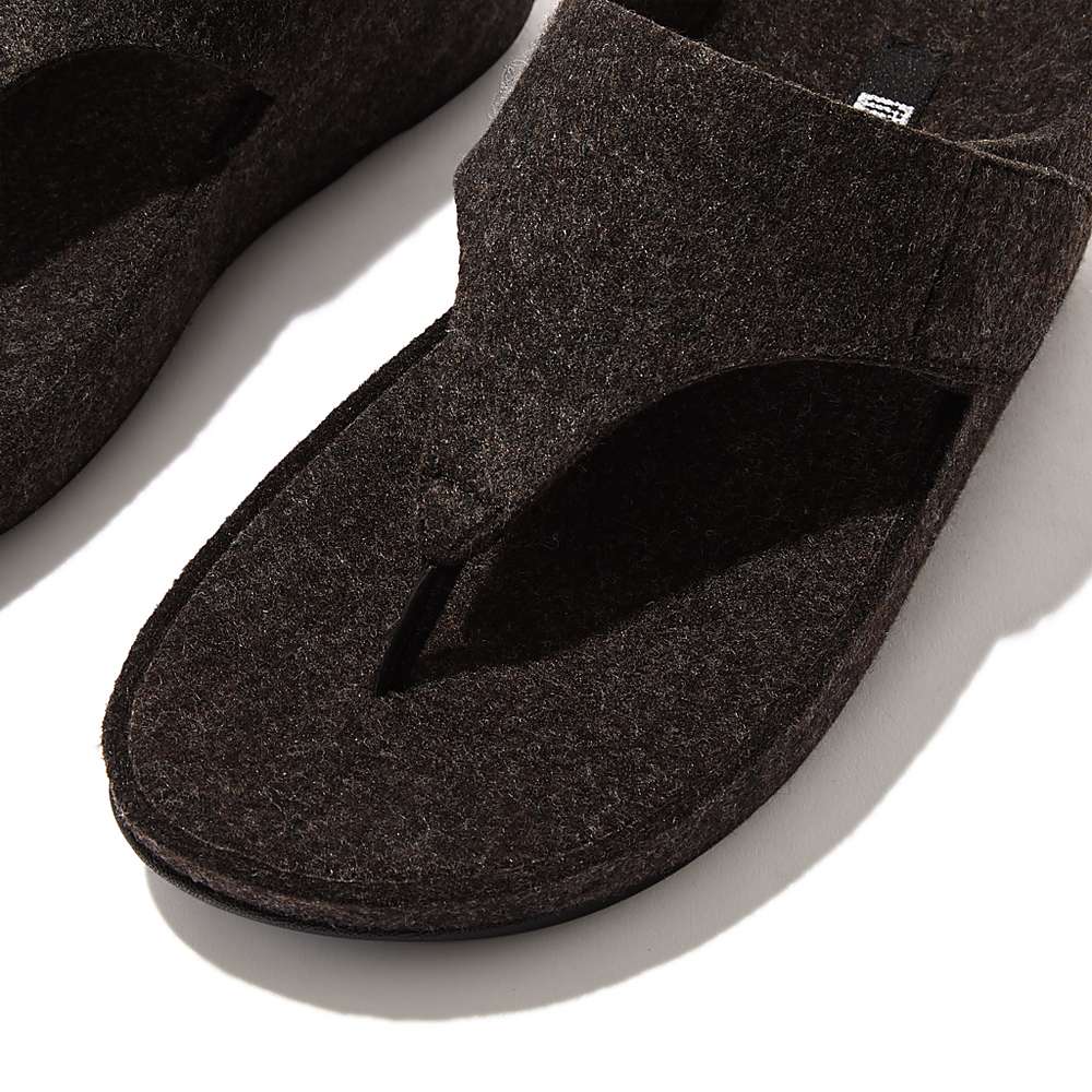 Fitflop SHUV E01 Adjustable Felt Toe-Post Sandalen Dames Zwart | LZG617450