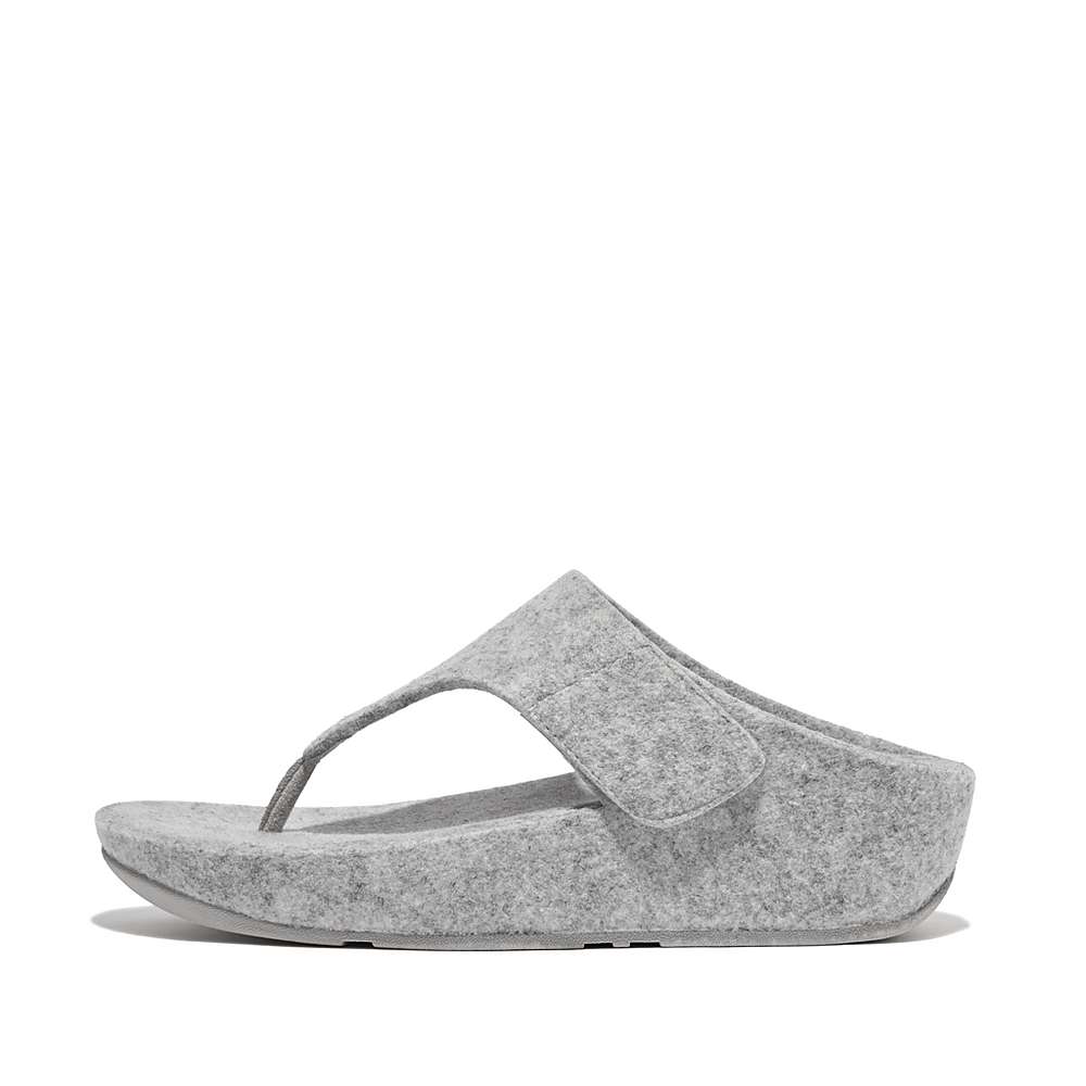 Fitflop SHUV E01 Adjustable Felt Toe-Post Sandalen Dames Grijs | XIF941567