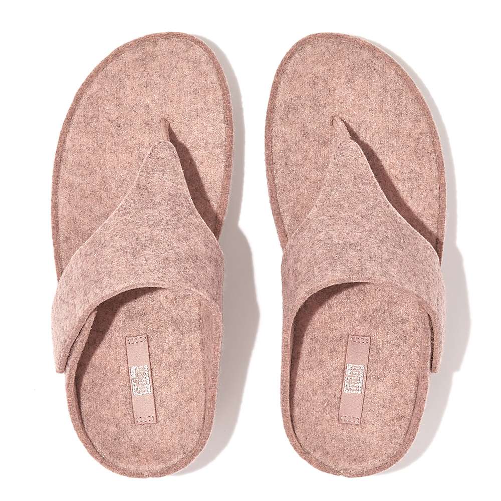 Fitflop SHUV E01 Adjustable Felt Toe-Post Sandalen Dames Beige | YHF295874