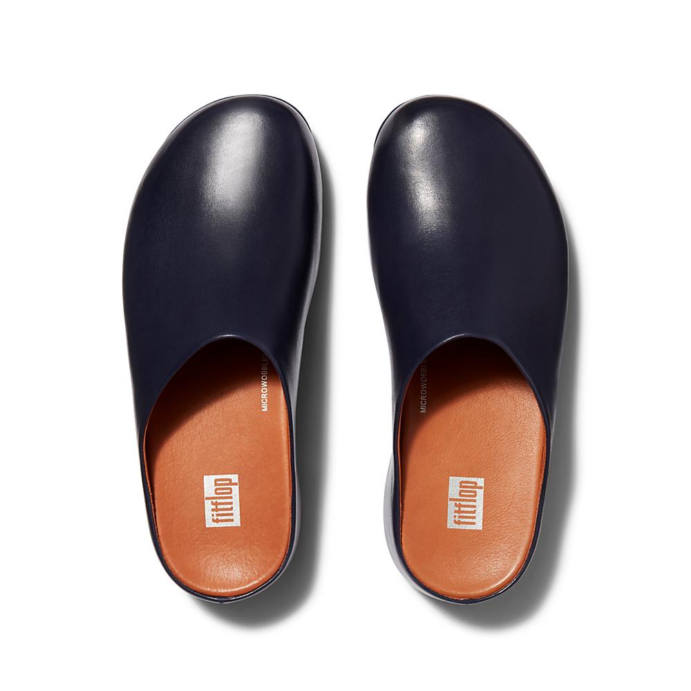 Fitflop SHUV Leather Klompen Dames Donkerblauw | RIV856709