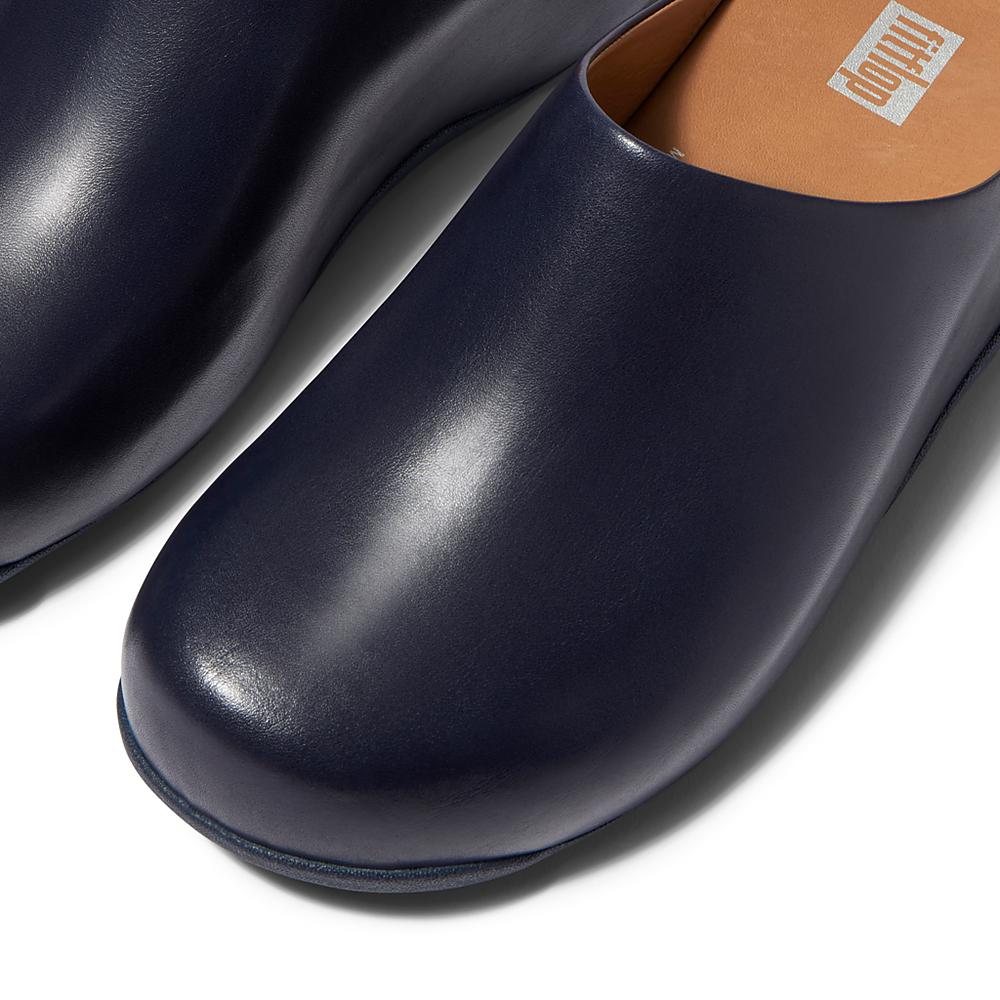 Fitflop SHUV Leather Klompen Dames Donkerblauw | RIV856709