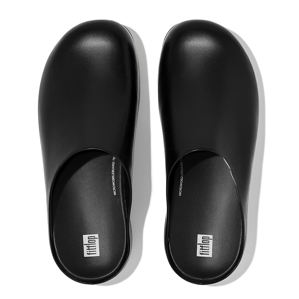 Fitflop SHUV Leather Klompen Heren Zwart | TLK021458