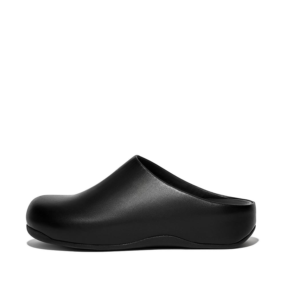 Fitflop SHUV Leather Klompen Heren Zwart | TLK021458