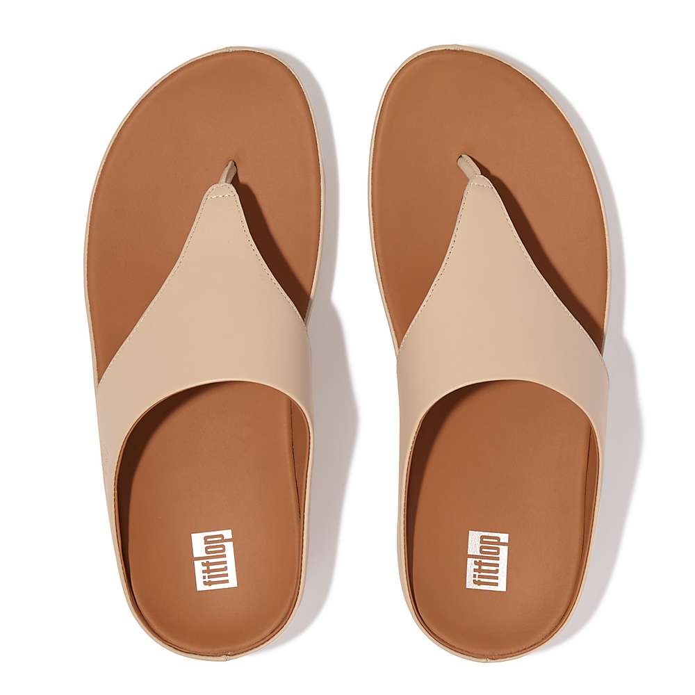 Fitflop SHUV Leather Toe-Post Sandalen Dames Grijs Beige | ANG794835