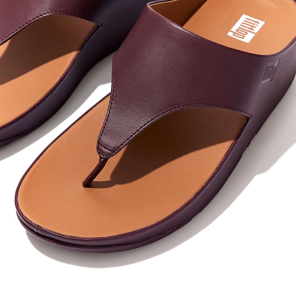 Fitflop SHUV Leather Toe-Post Sandalen Dames Bordeaux | PHI923584