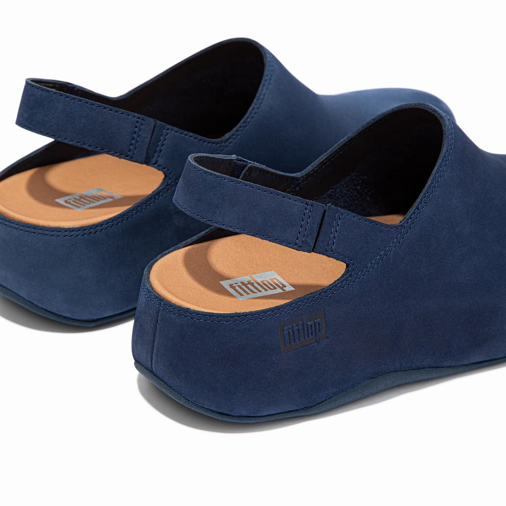 Fitflop SHUV Nubuck Back-Strap Klompen Dames Donkerblauw | AZI612059