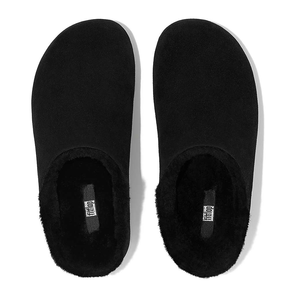 Fitflop SHUV Shearling-Lined Suede Klompen Dames Zwart | OXJ804267