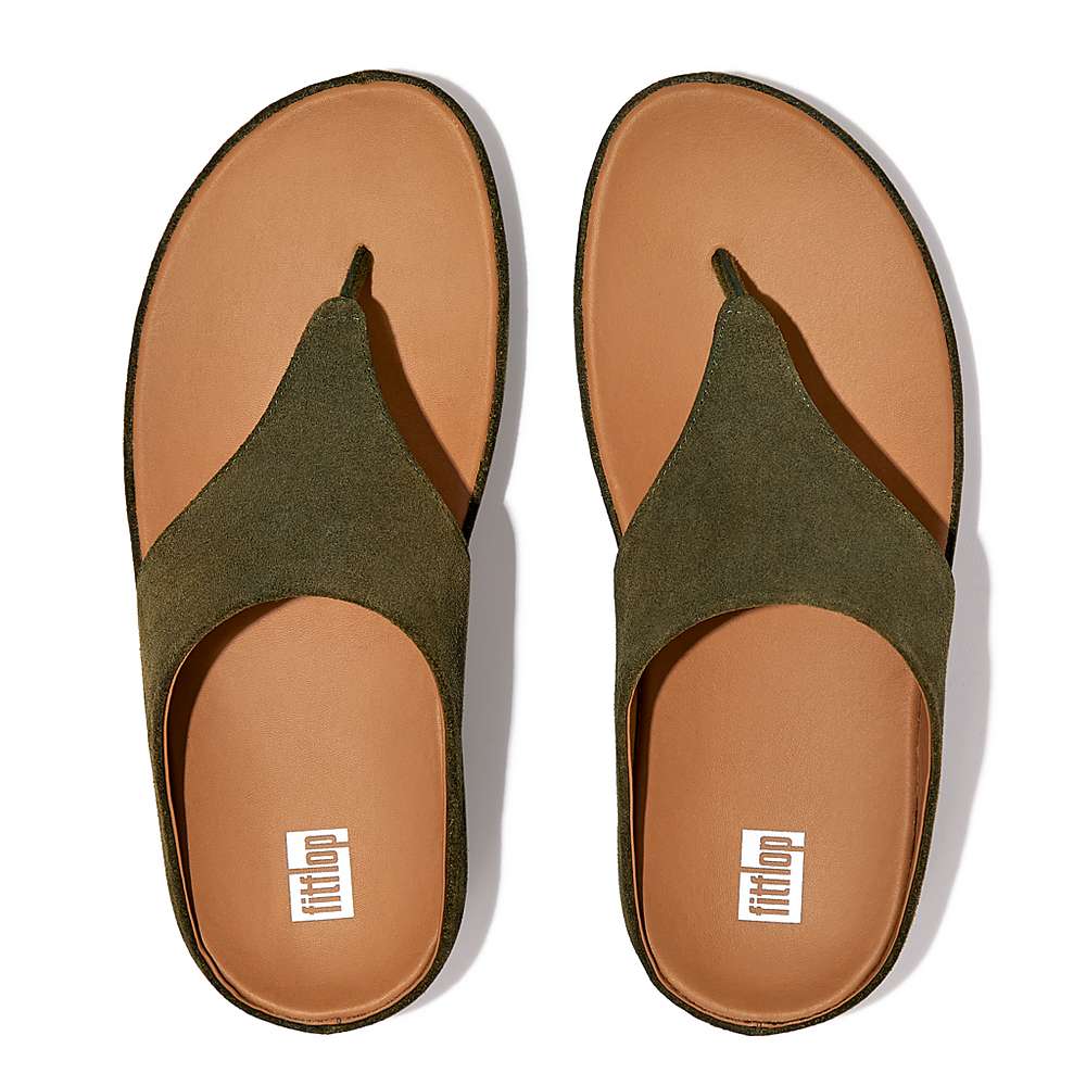 Fitflop SHUV Suede Toe-Post Sandalen Dames Olijfgroen | XFS694257