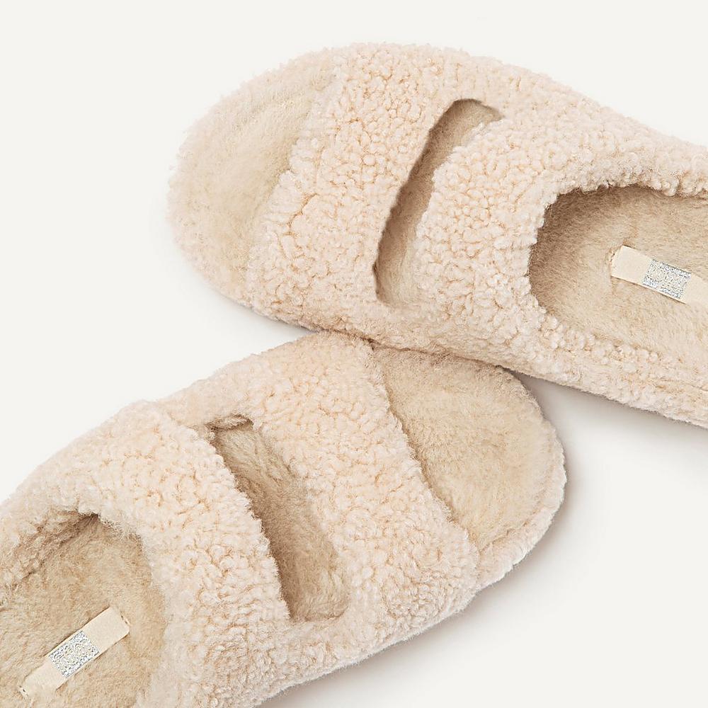 Fitflop SHUV Two-Bar Shearling Slides Slippers Dames Wit | UHG950812