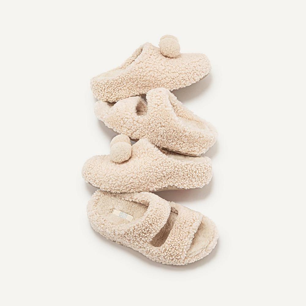 Fitflop SHUV Two-Bar Shearling Slides Slippers Dames Wit | UHG950812