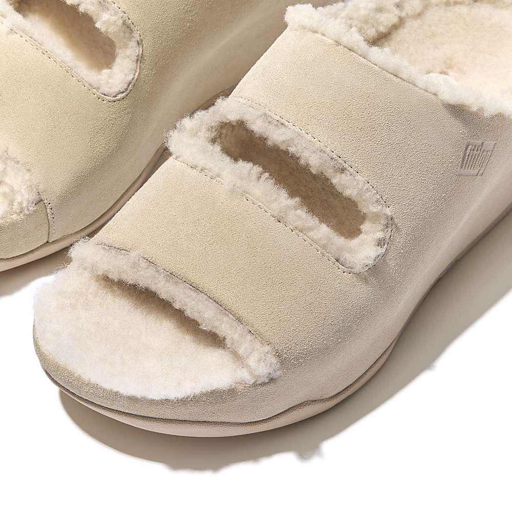 Fitflop SHUV Two-Bar Shearling Suede Slides Slippers Dames Room | SYU380679