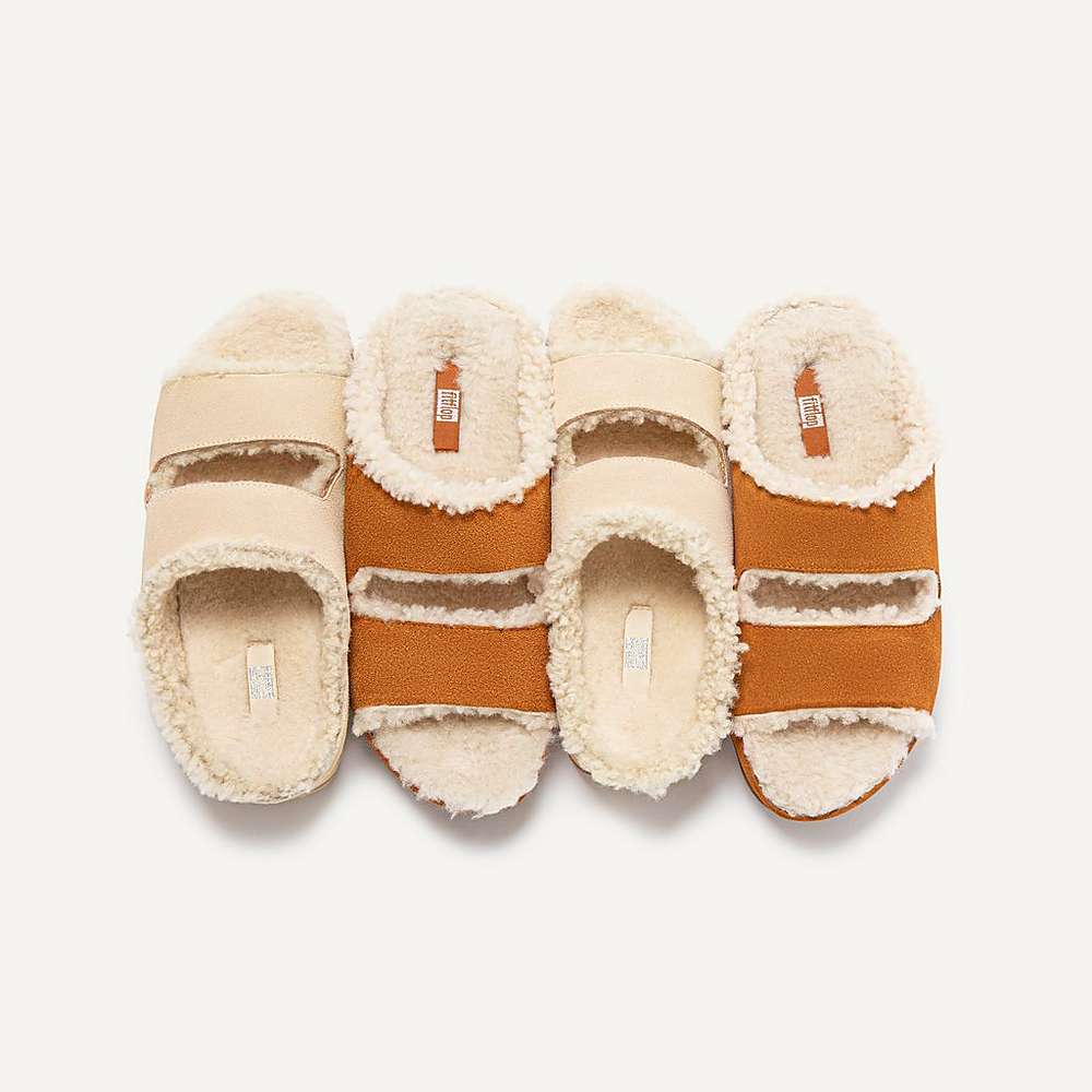 Fitflop SHUV Two-Bar Shearling Suede Slides Slippers Dames Room | SYU380679