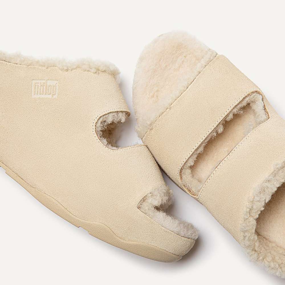 Fitflop SHUV Two-Bar Shearling Suede Slides Slippers Dames Room | SYU380679