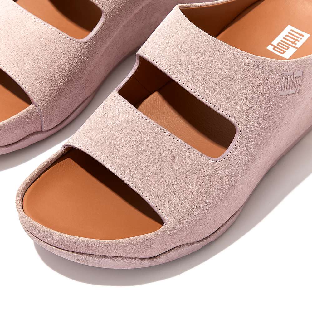 Fitflop SHUV Two-Bar Suede Slides Sandalen Dames Roze | VWN754019