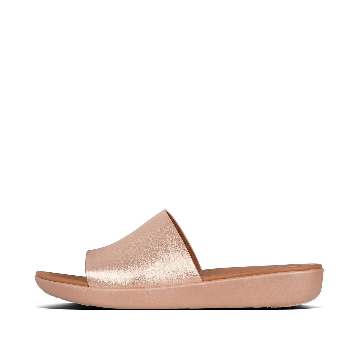 Fitflop SOLA Leather Slides Sandalen Dames Roze Goud | ZWF347862